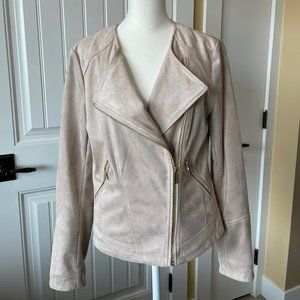 Calvin Klein Faux Suede Jacket with Gold Zippers, Size M
